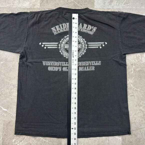 Vintage Harley Davidson Graphic Tee Mens Large Flames Eagle Ohio Short Sleeve - Picture 9 of 10